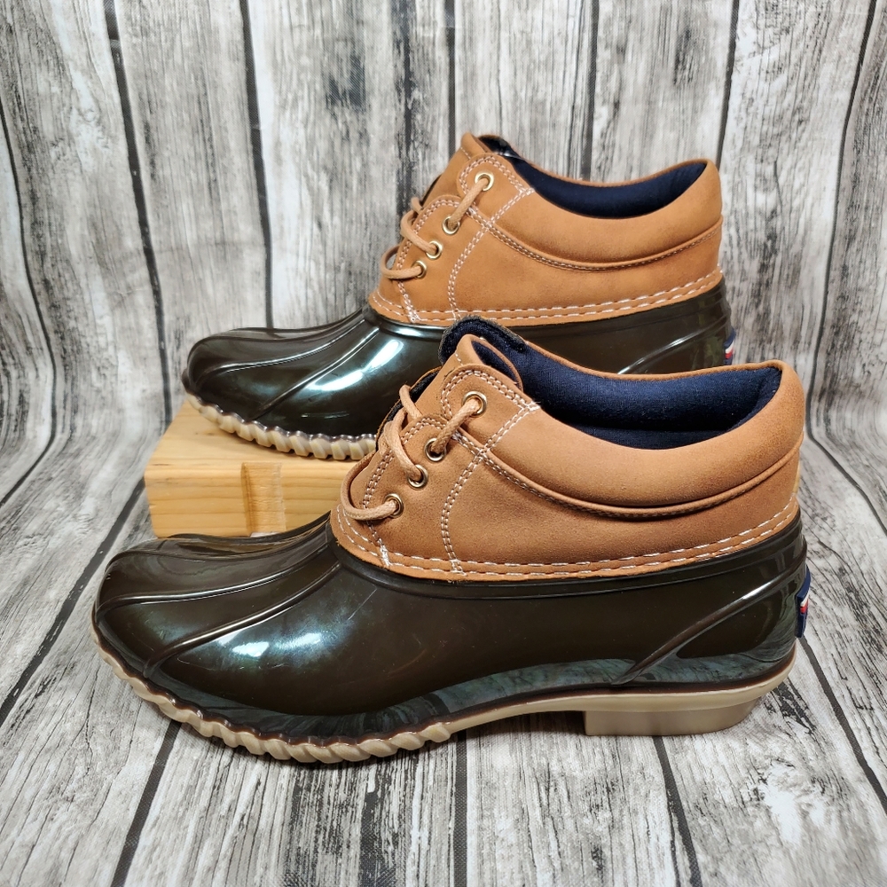 Tommy Hilfiger Duck Boots Rain Boots Shoes Womens Size 6M Brown/Wheat NEW TH 6M